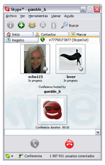 interfaz de skype en conferencia